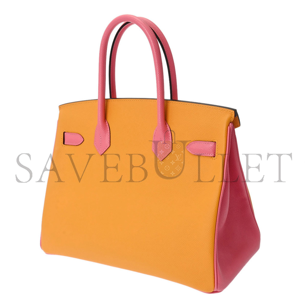 H**mes master birkin 25 epsom amber lipstick powder gold buckle bag h028369ck76 (25*18*13cm)
